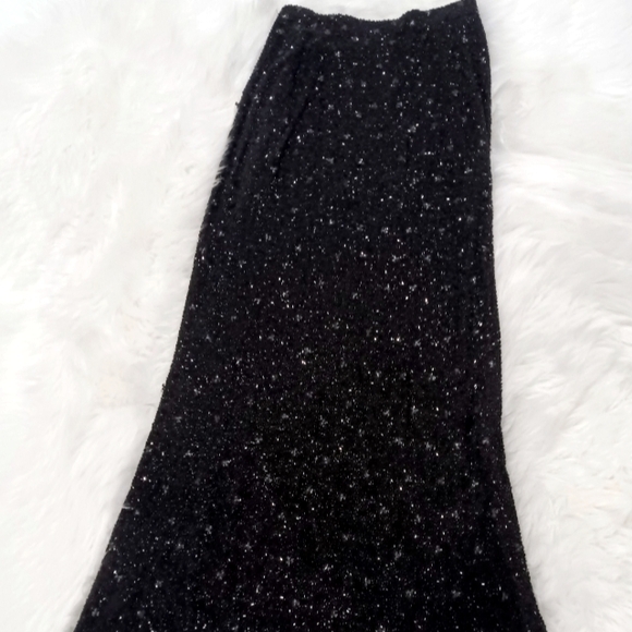 Couture designer Naeem Khan black evening long length beaded skirt size 4 - Picture 1 of 8